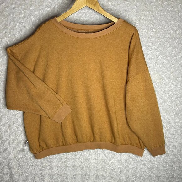 FP Movement Kelly FREE PEOPLE Sweatshirt Cognac Crew Neck Long Sleeve Shirt - Picture 1 of 8